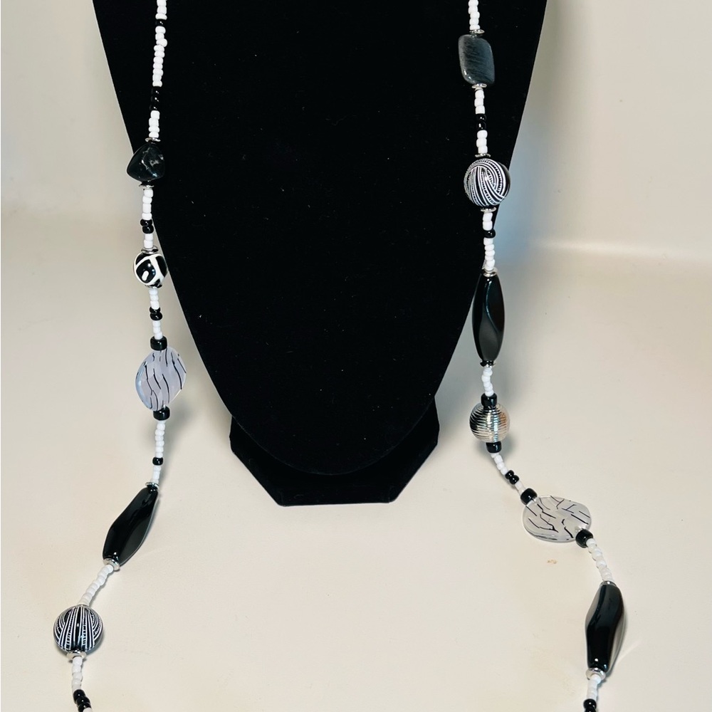 Chico's Monochrome Beaded Necklace